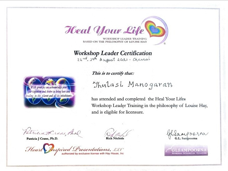 Heal your life certificate
